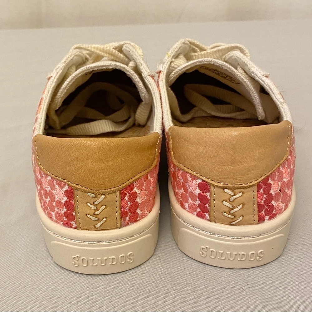 Soludos x Chiaozza Embroidered Ombré Sneaker Womens Size 5 Ivory Pink Yellow - Picture 7 of 10